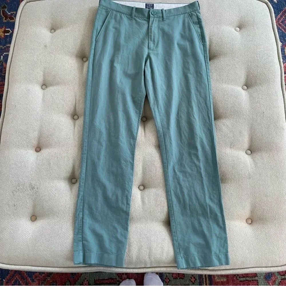 J Crew The Sutton Green Straight Fit Green Cotton Chinos 31 x 31